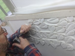 Hand carved Portland stone by Martin Cook