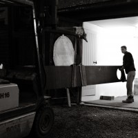 Cumbrian slate being moved at Martin Cook Studio