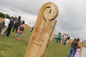 Oak standing stone by Martin Cook and Gary Breeze