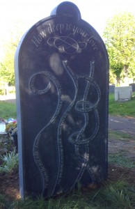 Kilkenny limestone hand carved memorial to the memory of Robin Gibb