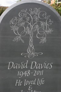 hand carved Welsh slate headstone