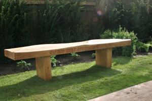 Oak bench carved by Martin Cook