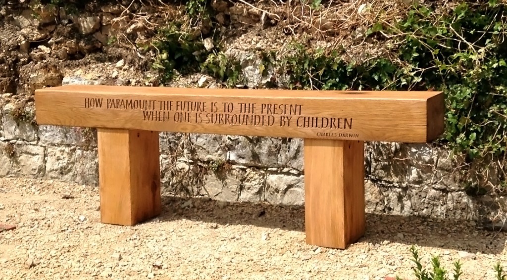 Oak bench designed and carved by Martin Cook